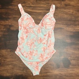 ASOS Swim blue and pink floral one piece size 4